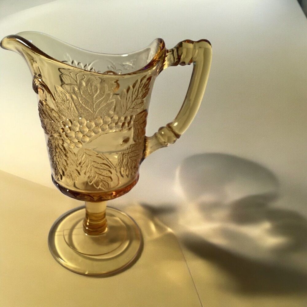 Rare Original Vintage 1958-1987 Modern Amber Art Glass Pitcher Large Creamer - Picture 5 of 5